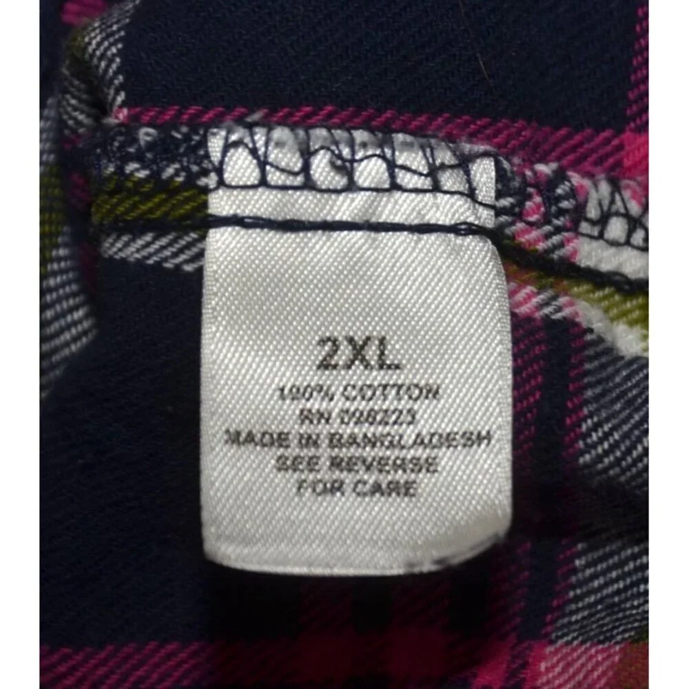 Magellan Outdoors Cotton Plaid Button Up Flannel Shirt Size 2XL Roll Tab Sleeves